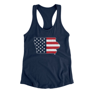 Iowa American Flag Women's Racerback Tank-Allegiant Goods Co. Vintage Sports Apparel
