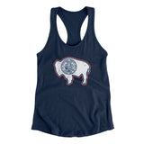 Wyoming State Flag Women's Racerback Tank-Midnight Navy-Allegiant Goods Co. Vintage Sports Apparel