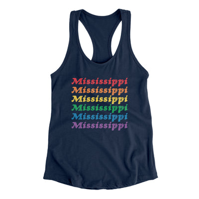 Mississippi Pride Women's Racerback Tank-Midnight Navy-Allegiant Goods Co. Vintage Sports Apparel