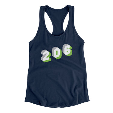 Seattle 206 Area Code Women's Racerback Tank-Midnight Navy-Allegiant Goods Co. Vintage Sports Apparel