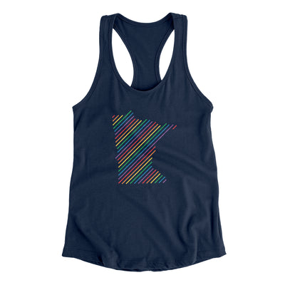 Minnesota Pride State Women's Racerback Tank-Midnight Navy-Allegiant Goods Co. Vintage Sports Apparel