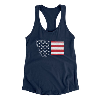 Montana American Flag Women's Racerback Tank-Allegiant Goods Co. Vintage Sports Apparel