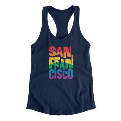 San Francisco California Pride Women's Racerback Tank-Midnight Navy-Allegiant Goods Co. Vintage Sports Apparel