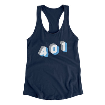 Rhode Island 401 Area Code Women's Racerback Tank-Midnight Navy-Allegiant Goods Co. Vintage Sports Apparel