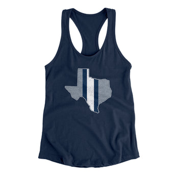 Texas Helmet Stripes Women's Racerback Tank-Midnight Navy-Allegiant Goods Co. Vintage Sports Apparel