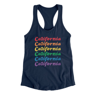 California Pride Women's Racerback Tank-Midnight Navy-Allegiant Goods Co. Vintage Sports Apparel