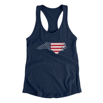 North Carolina American Flag Women's Racerback Tank-Allegiant Goods Co. Vintage Sports Apparel