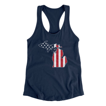 Michigan American Flag Women's Racerback Tank-Allegiant Goods Co. Vintage Sports Apparel