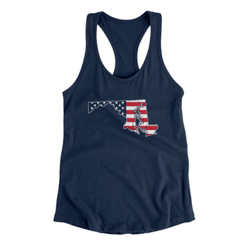 Maryland American Flag Women's Racerback Tank-Allegiant Goods Co. Vintage Sports Apparel
