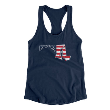 Maryland American Flag Women's Racerback Tank-Allegiant Goods Co. Vintage Sports Apparel