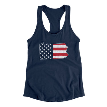 Pennsylvania American Flag Women's Racerback Tank-Allegiant Goods Co. Vintage Sports Apparel