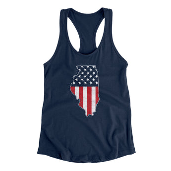 Illinois American Flag Women's Racerback Tank-Allegiant Goods Co. Vintage Sports Apparel