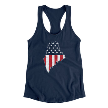 Maine American Flag Women's Racerback Tank-Allegiant Goods Co. Vintage Sports Apparel