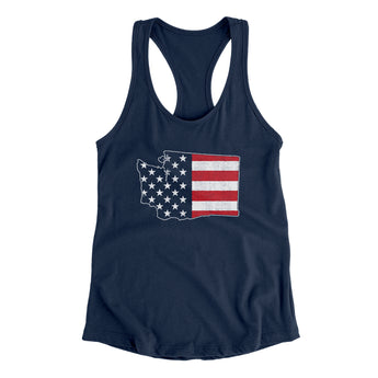 Washington American Flag Women's Racerback Tank-Allegiant Goods Co. Vintage Sports Apparel