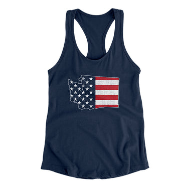 Washington American Flag Women's Racerback Tank-Allegiant Goods Co. Vintage Sports Apparel