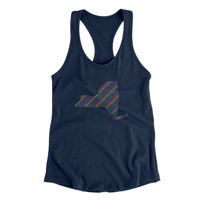 New York Pride State Women's Racerback Tank-Midnight Navy-Allegiant Goods Co. Vintage Sports Apparel