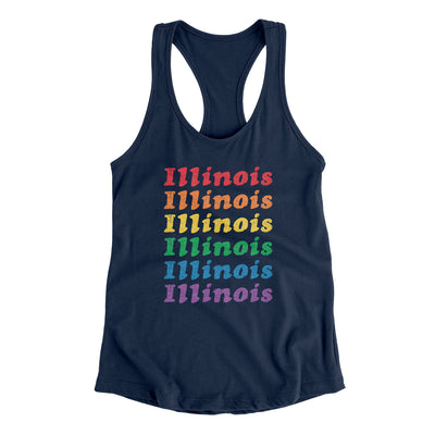 Illinois Pride Women's Racerback Tank-Midnight Navy-Allegiant Goods Co. Vintage Sports Apparel