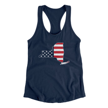 New York American Flag Women's Racerback Tank-Allegiant Goods Co. Vintage Sports Apparel
