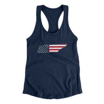 Tennessee American Flag Women's Racerback Tank-Allegiant Goods Co. Vintage Sports Apparel
