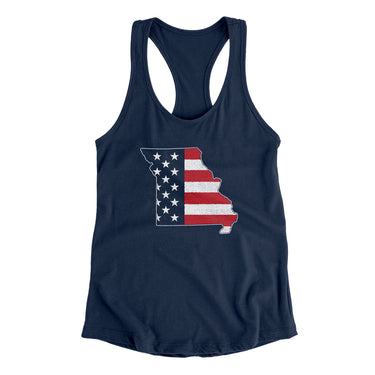 Missouri American Flag Women's Racerback Tank-Allegiant Goods Co. Vintage Sports Apparel