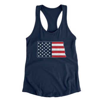 North Dakota American Flag Women's Racerback Tank-Allegiant Goods Co. Vintage Sports Apparel