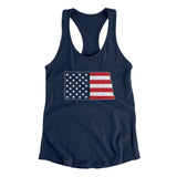 North Dakota American Flag Women's Racerback Tank-Allegiant Goods Co. Vintage Sports Apparel