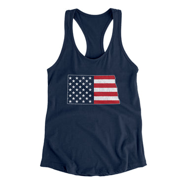 North Dakota American Flag Women's Racerback Tank-Allegiant Goods Co. Vintage Sports Apparel