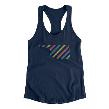 Oklahoma Pride State Women's Racerback Tank-Midnight Navy-Allegiant Goods Co. Vintage Sports Apparel
