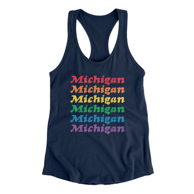 Michigan Pride Women's Racerback Tank-Midnight Navy-Allegiant Goods Co. Vintage Sports Apparel