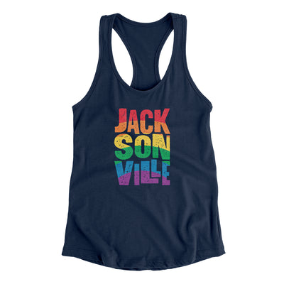 Jacksonville Florida Pride Women's Racerback Tank-Midnight Navy-Allegiant Goods Co. Vintage Sports Apparel