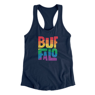 Buffalo New York Women's Racerback Tank-Midnight Navy-Allegiant Goods Co. Vintage Sports Apparel