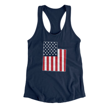 Utah American Flag Women's Racerback Tank-Allegiant Goods Co. Vintage Sports Apparel