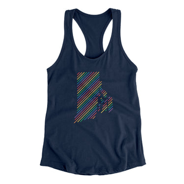 Rhode Island Pride State Women's Racerback Tank-Midnight Navy-Allegiant Goods Co. Vintage Sports Apparel