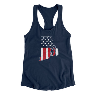 Rhode Island American Flag Women's Racerback Tank-Allegiant Goods Co. Vintage Sports Apparel