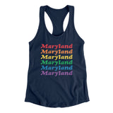 Maryland Pride Women's Racerback Tank-Midnight Navy-Allegiant Goods Co. Vintage Sports Apparel