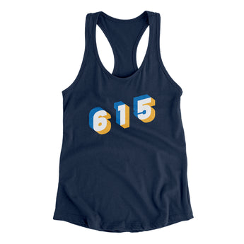Nashville 615 Area Code Women's Racerback Tank-Midnight Navy-Allegiant Goods Co. Vintage Sports Apparel