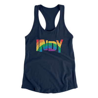 Indianapolis Indiana Pride Women's Racerback Tank-Midnight Navy-Allegiant Goods Co. Vintage Sports Apparel