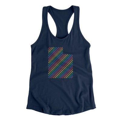 Utah Pride State Women's Racerback Tank-Midnight Navy-Allegiant Goods Co. Vintage Sports Apparel