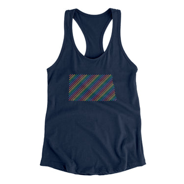 North Dakota Pride State Women's Racerback Tank-Midnight Navy-Allegiant Goods Co. Vintage Sports Apparel