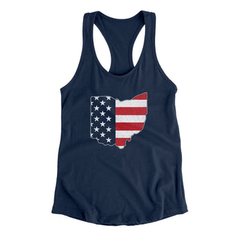 Ohio American Flag Women's Racerback Tank-Allegiant Goods Co. Vintage Sports Apparel