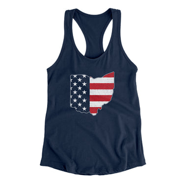 Ohio American Flag Women's Racerback Tank-Allegiant Goods Co. Vintage Sports Apparel