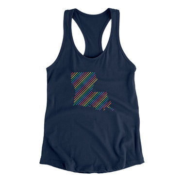 Louisiana Pride State Women's Racerback Tank-Midnight Navy-Allegiant Goods Co. Vintage Sports Apparel