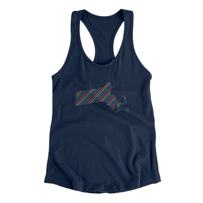 Massachusetts Pride State Women's Racerback Tank-Midnight Navy-Allegiant Goods Co. Vintage Sports Apparel