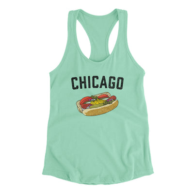 Chicago Style Hot Dog Women's Racerback Tank-Mint-Allegiant Goods Co. Vintage Sports Apparel