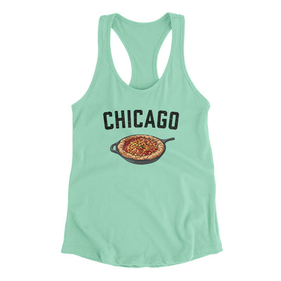 Chicago Style Deep Dish Pizza Women's Racerback Tank-Mint-Allegiant Goods Co. Vintage Sports Apparel