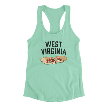 West Virginia Pepperoni Roll Women's Racerback Tank-Mint-Allegiant Goods Co. Vintage Sports Apparel