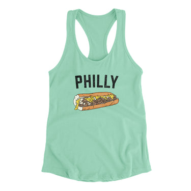 Philly Cheesesteak Women's Racerback Tank-Mint-Allegiant Goods Co. Vintage Sports Apparel