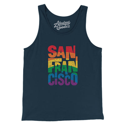 San Francisco California Pride Men/Unisex Tank Top-Navy-Allegiant Goods Co. Vintage Sports Apparel