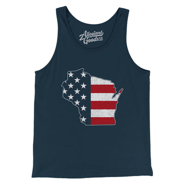 Wisconsin American Flag Men/Unisex Tank Top-Allegiant Goods Co. Vintage Sports Apparel