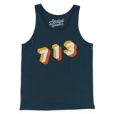 Houston 713 Area Code Men/Unisex Tank Top-Navy-Allegiant Goods Co. Vintage Sports Apparel